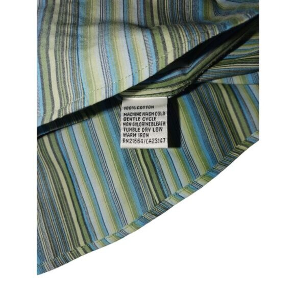 Talbots Women Striped ButtonUp Shirt 18 Blue Green LongSleeve Westerncore Preppy - Picture 4 of 6